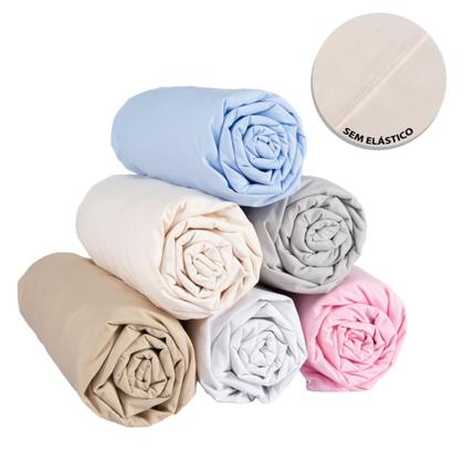 Imagem de Jogo Lençol Solteiro Com Elástico e Lençol De Cima Fronha Ponto Palito Branco Algodão