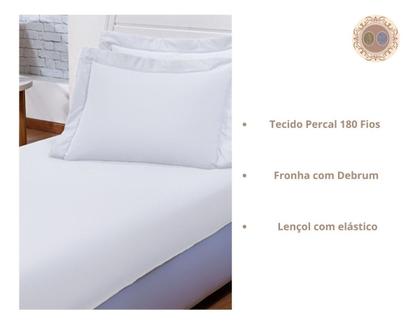 Imagem de Jogo Lençol Solteiro King Viúva 2 Pç Percal 180 Fios Macio