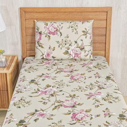 Imagem de Jogo Lençol Solteiro Percal 400 Fios 2 Pçs Estampado E Macio