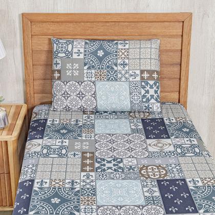 Imagem de Jogo Lençol Solteiro Percal 400 Fios 2 Pçs Estampado E Macio