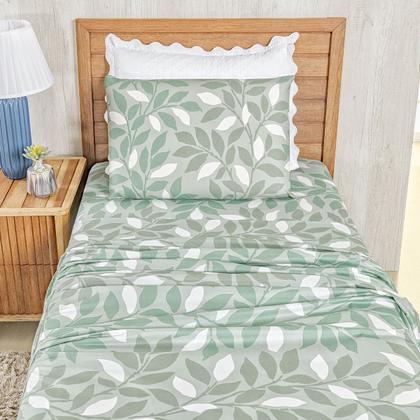 Imagem de Jogo Lençol Solteiro Percal 400 Fios 3 Pçs Estampado E Macio