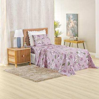 Imagem de Jogo Lençol Solteiro Percal 400 Fios 3 Pçs Estampado E Macio