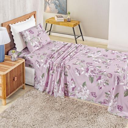 Imagem de Jogo Lençol Solteiro Percal 400 Fios 3 Pçs Estampado E Macio