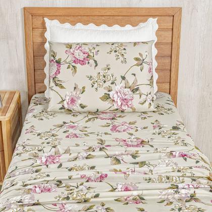 Imagem de Jogo Lençol Solteiro Percal 400 Fios 3 Pçs Estampado E Macio