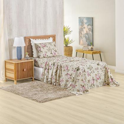 Imagem de Jogo Lençol Solteiro Percal 400 Fios 3 Pçs Estampado E Macio