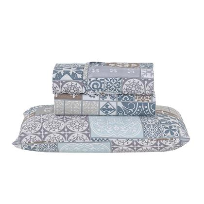 Imagem de Jogo Lençol Solteiro Percal 400 Fios 3 Pçs Estampado E Macio