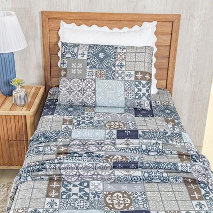 Imagem de Jogo Lençol Solteiro Percal 400 Fios 3 Pçs Estampado E Macio