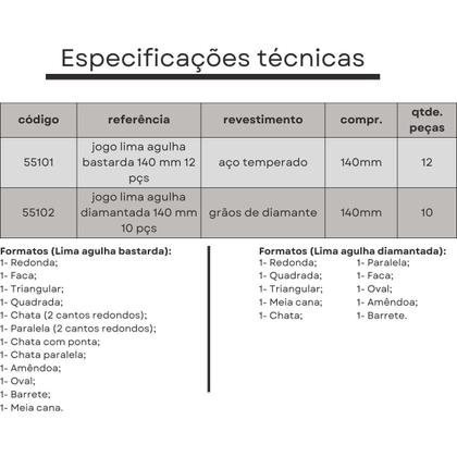 Imagem de jogo lima agulha bastarda 140 mm 12 pçs