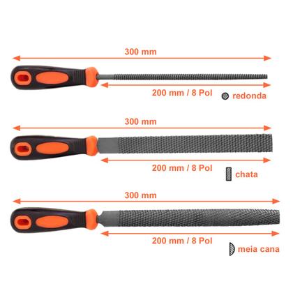Imagem de Jogo Lima Grosa De Casquear Cavalo 8 Pol 3 Peças Com Cabo