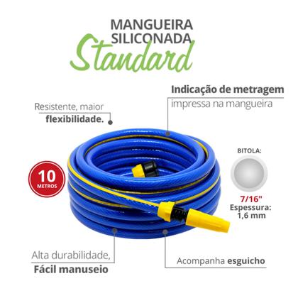 Imagem de Jogo Mangueira Trançada Jardim Siliconada Standard 10 Metros Com Bitola 7/16" E Espessura 1,6mm