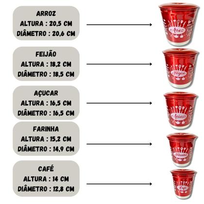 Imagem de Jogo Mantimentos Pote Decorado Alumínio Color 5 Peças