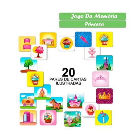 Imagem de Jogo Memória Princesas Infantil Educativo 40 Peças Pedagógico