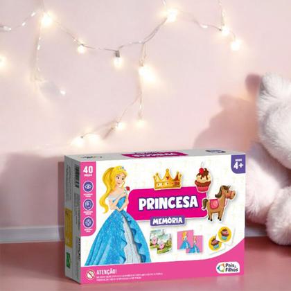 Imagem de Jogo Memória Princesas Infantil Educativo 40 Peças Pedagógico