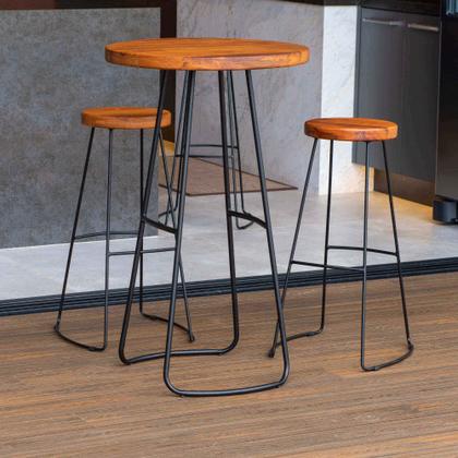 Imagem de Jogo Mesa Bistrô 2 Banquetas Alta Com Encosto Bar Cozinha Balcão - ÉdeCasaMóveis