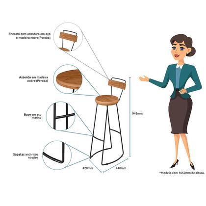 Imagem de Jogo Mesa Bistrô 2 Banquetas Alta Com Encosto Bar Cozinha Balcão - ÉdeCasaMóveis