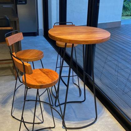 Imagem de Jogo Mesa Bistrô 2 Banquetas Alta Com Encosto Bar Cozinha Balcão - ÉdeCasaMóveis