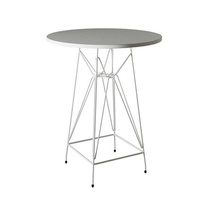Imagem de Jogo Mesa Bistrô Eames Branca 60Cm 2 Banquetas Vermelha Base Ferro Branco - Cor: Branco