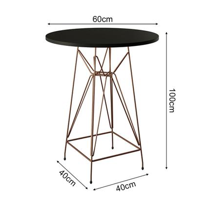 Imagem de Jogo Mesa Bistrô Eames Preta 60cm 2 Banquetas Vermelha Base Ferro Cobre