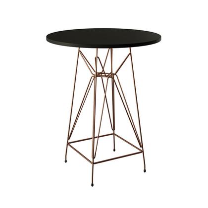 Imagem de Jogo Mesa Bistrô Eames Preta 60cm 2 Banquetas Vermelha Base Ferro Cobre
