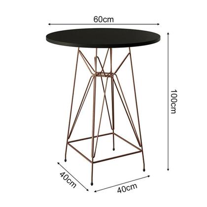 Imagem de Jogo Mesa Bistrô Eames Preta 60Cm 3 Banquetas Preta Base Ferro Cobre - Cor: Preto