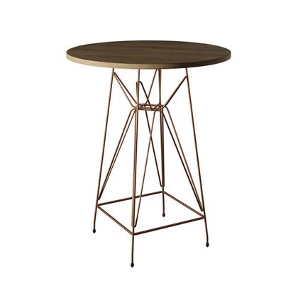 Imagem de Jogo Mesa Bistrô Eames Tampo Amêndoa 60cm 2 Banquetas Vermelha Base Ferro Cobre