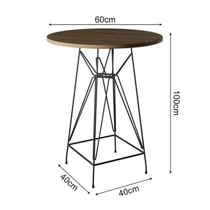 Imagem de Jogo Mesa Bistrô Eames Tampo Amêndoa 60Cm 2 Banquetas Vermelha Base Ferro Preto - Cor: Amendoa