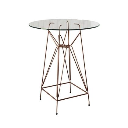 Imagem de Jogo Mesa Bistrô Eames Vidro 60Cm 2 Banquetas Amarela Base Ferro Cobre - Cor: Branco