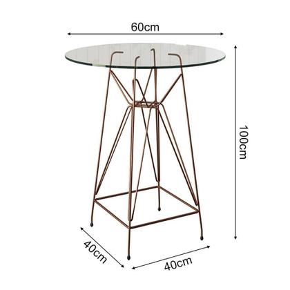 Imagem de Jogo Mesa Bistrô Eames Vidro 60Cm 2 Banquetas Amarela Base Ferro Cobre - Cor: Branco