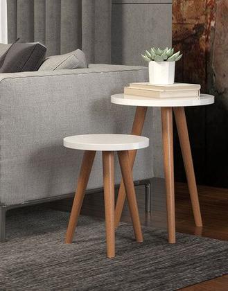 Imagem de Jogo Mesa d Canto para Apoio Decorativo Retro Chique Madeira