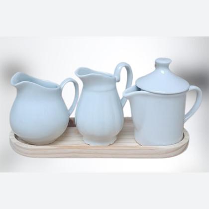 Imagem de Jogo Mesa Posta, Jarras e Bule - Bule 300ml + Jarra clássica 300ml + Jarra Tradicional 350ml - Kit Porcelana Branca