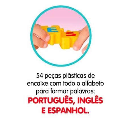 Imagem de Jogo Monta Palavras Trilingue Elka 54 Peças Educativo Pedagógico Escolar Multidisciplinar Português Inglês Espanhol