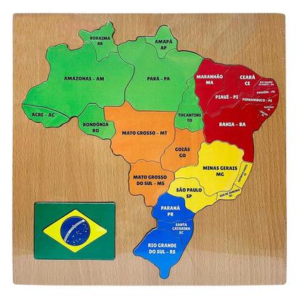 Imagem de Jogo Montar Mapa Do Brasil Mdf Estados Educativo Geografia - Dm Toys