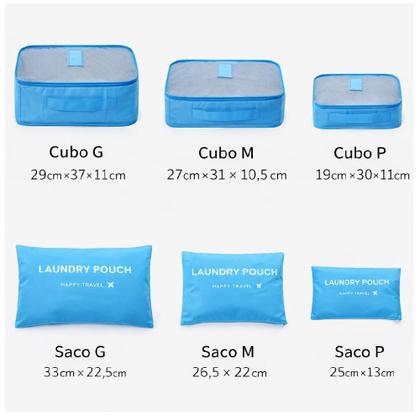 Imagem de Jogo Organizador Mala 6 Peças Azul Zíper Kit Viagem Completo