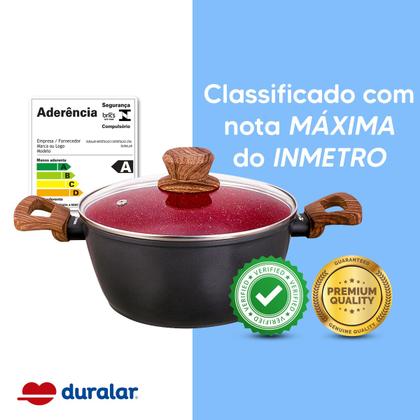 Imagem de Jogo Panela 2 Caçarola Antiaderente Cerâmica N18 e N22 Red Marble Indução Fogão Cooktop Vermelho Duralar