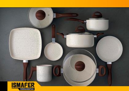 Jogo Panela 8pçs Ceramic Life Smart Plus Vanilla 4791 Brinox