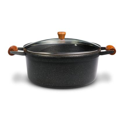 Imagem de Jogo Panela Antiaderente 6 Pçs Cozinha 16 À 24cm Com Tampa +frigideira 24cm Sem Tampa Alumínio Fundido Preto Pigmento Branco