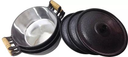 Imagem de Jogo Panela Grossa Alumínio Batido Fundido Craqueado 3 Pçs 26/28/30