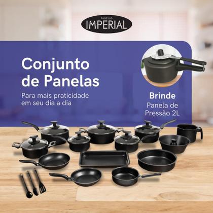 Imagem de Jogo Panelas 17 Pc Antiaderente com Panela Pressão