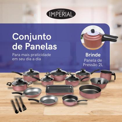 Imagem de Jogo Panelas 17 Pc Antiaderente com Panela Pressão