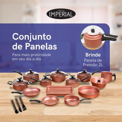 Imagem de Jogo Panelas 17 Pc Antiaderente com Panela Pressão