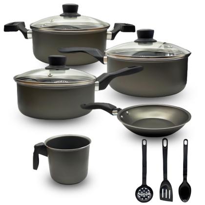 Imagem de Jogo Panelas 8 Pçs Antiaderente Com Tampa Vidro