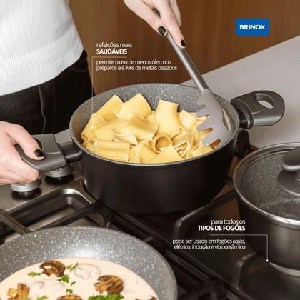 Imagem de Jogo Panelas Antiaderente Brinox 5 Peças Indução Ceramic Life Orion Revestimento Cerâmica Preto