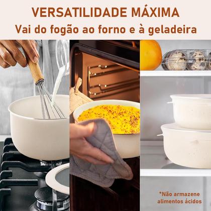 Imagem de Jogo Panelas Antiaderente Cabo Removível Ceramica Multi Camadas para Fogão a Gás de Indução e Forno