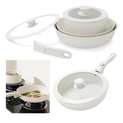 Imagem de Jogo Panelas Antiaderente Cabo Removível Ceramica Multi Camadas para Fogão a Gás de Indução e Forno