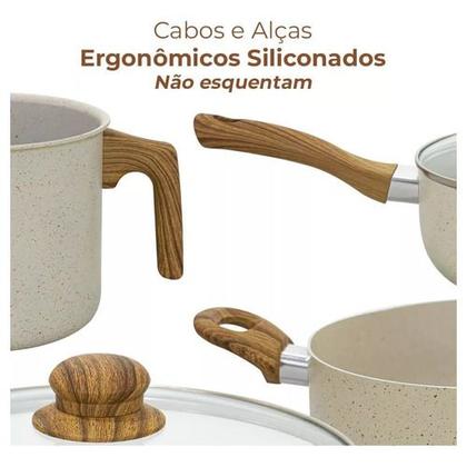 Imagem de Jogo Panelas Antiaderente Revestimento Cerâmica Ibizza Sahara