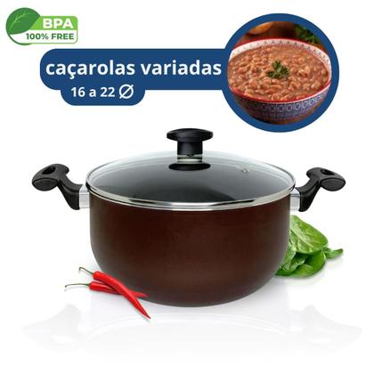 Imagem de Jogo Panelas Caçarola Fervedor Teflon Antiaderente Tampa Vidro