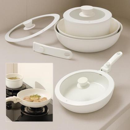 Imagem de Jogo Panelas Cerâmica Antiaderente Com Cabo Removível