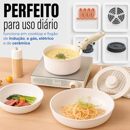 Imagem de Jogo Panelas Cerâmica Antiaderente Indução E Gás Com Cabo Removível Linha Premium