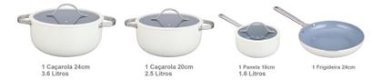Imagem de Jogo Panelas Com 4 Pecas Revestimento Cerâmica Berlin Branca