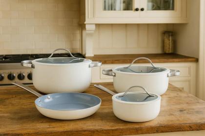 Imagem de Jogo Panelas Com 4 Pecas Revestimento Cerâmica Berlin Branca